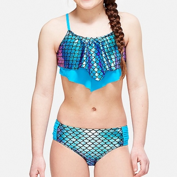 Nwt Justice Mermaid Scales Flounce Bikini Size 12
